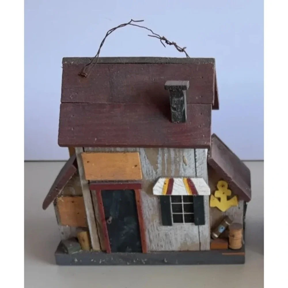 Wood Fishing Tackle Hut for Villages, Train Sets or Birdhouses